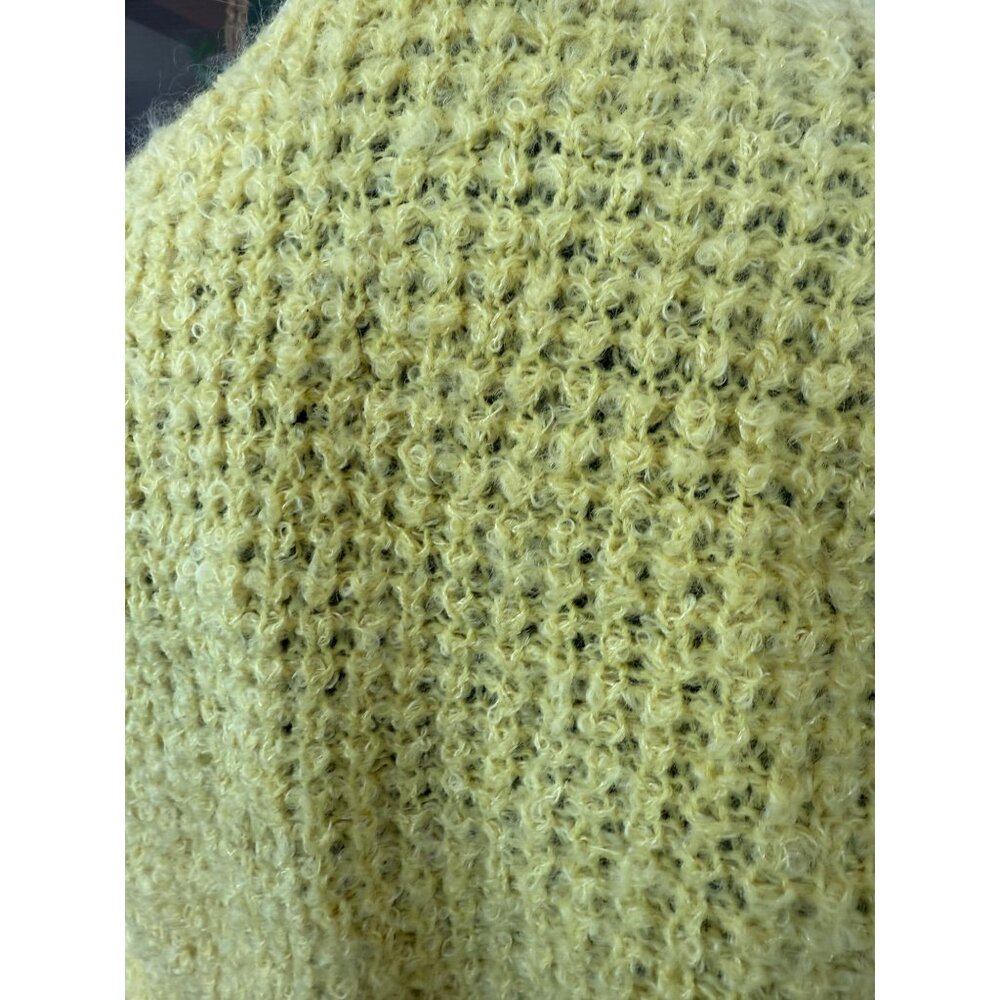 Vintage 50's Serbin Yellow Wool Womens Cardigan Sweater Yellow Siz M - Picture 8 of 14